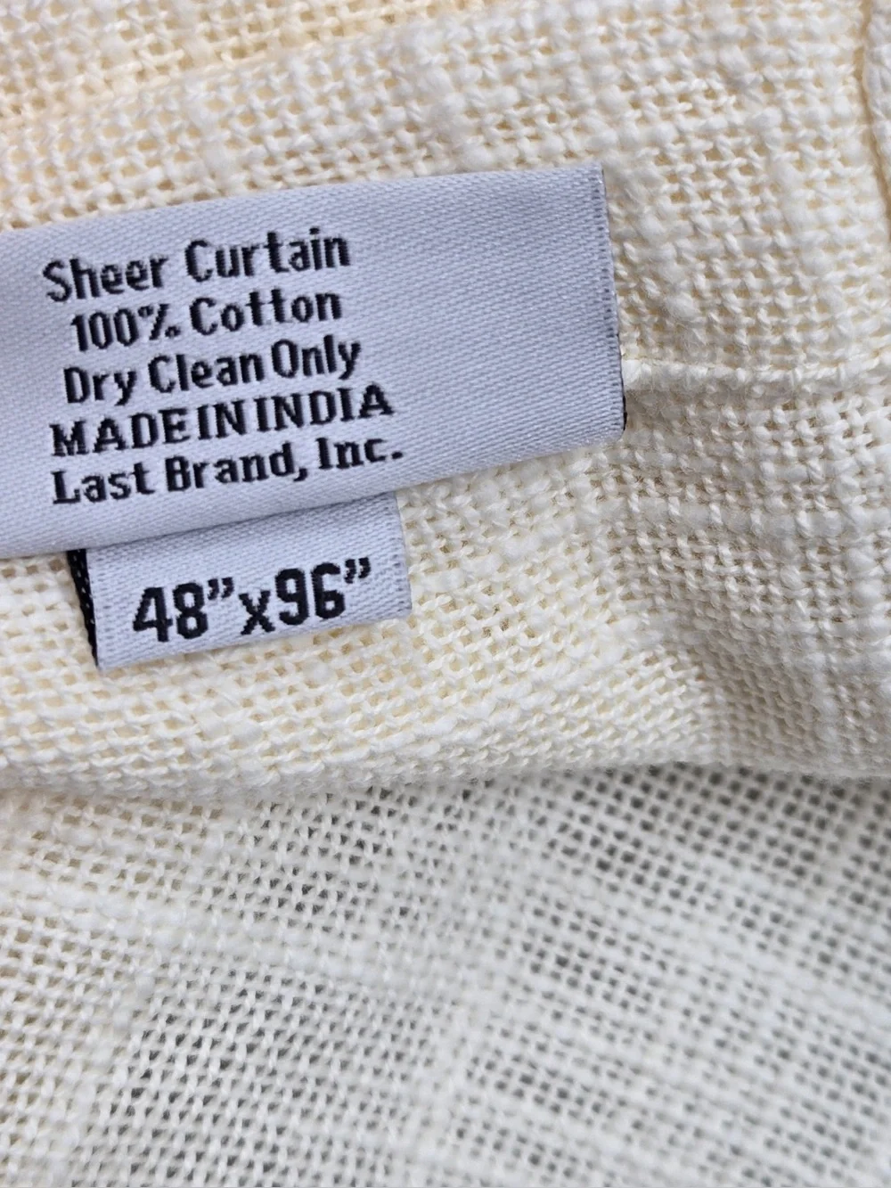 NWT QUINCE Set Of 4 48x96 Cotton Sheer Curtains Ivory 0771